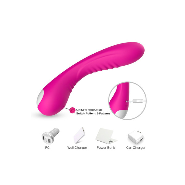 Vibromasseur courbé 9 modes de vibration rose 